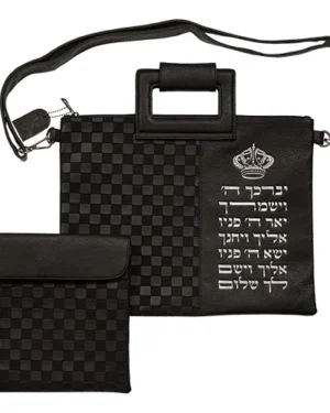 כיסוי טלית ותפילין תשבץ שחור