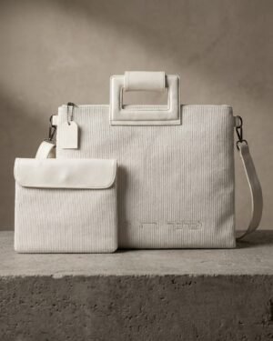 כיסוי טלית ותפילין קורדרוי לבן