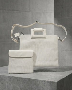 כיסוי טלית ותפילין קורדרוי לבן