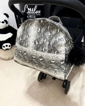 תיק עגלה מנוחש שחור לבן