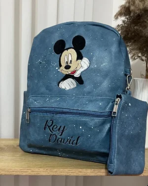 תיק גן דמוי ג'ינס מעוצב - מיקי