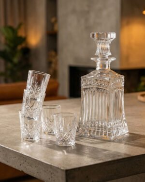 סט בקבוק קריסטל עם כוסות