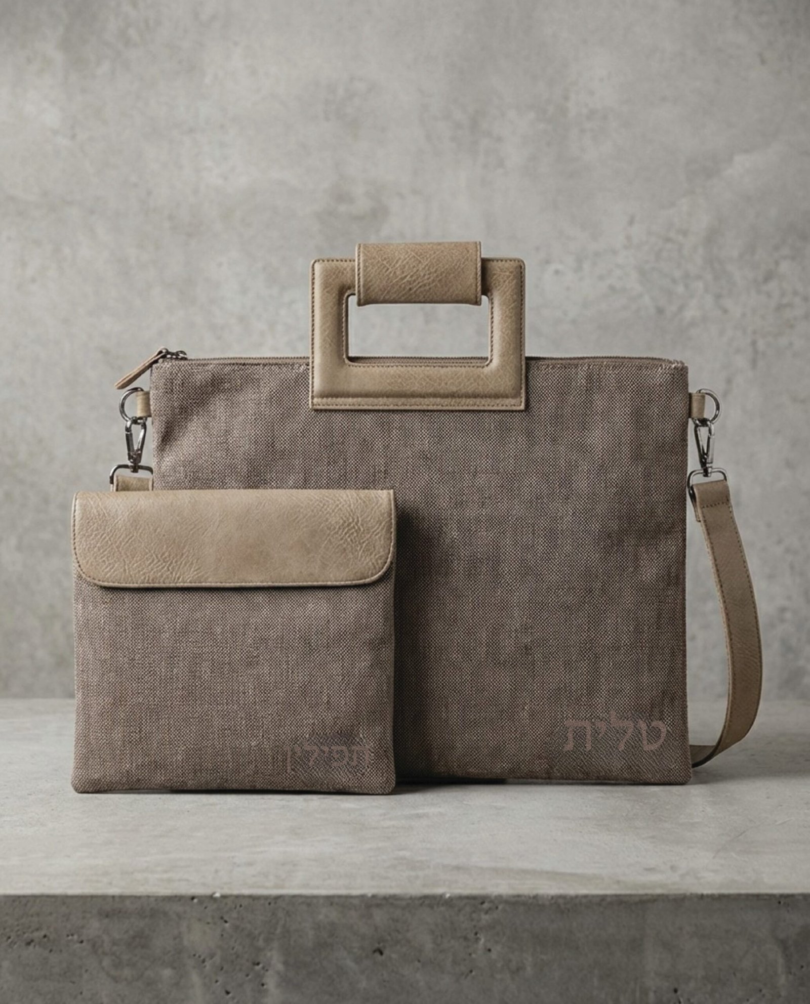 כיסוי טלית ותפילין פשתן חום