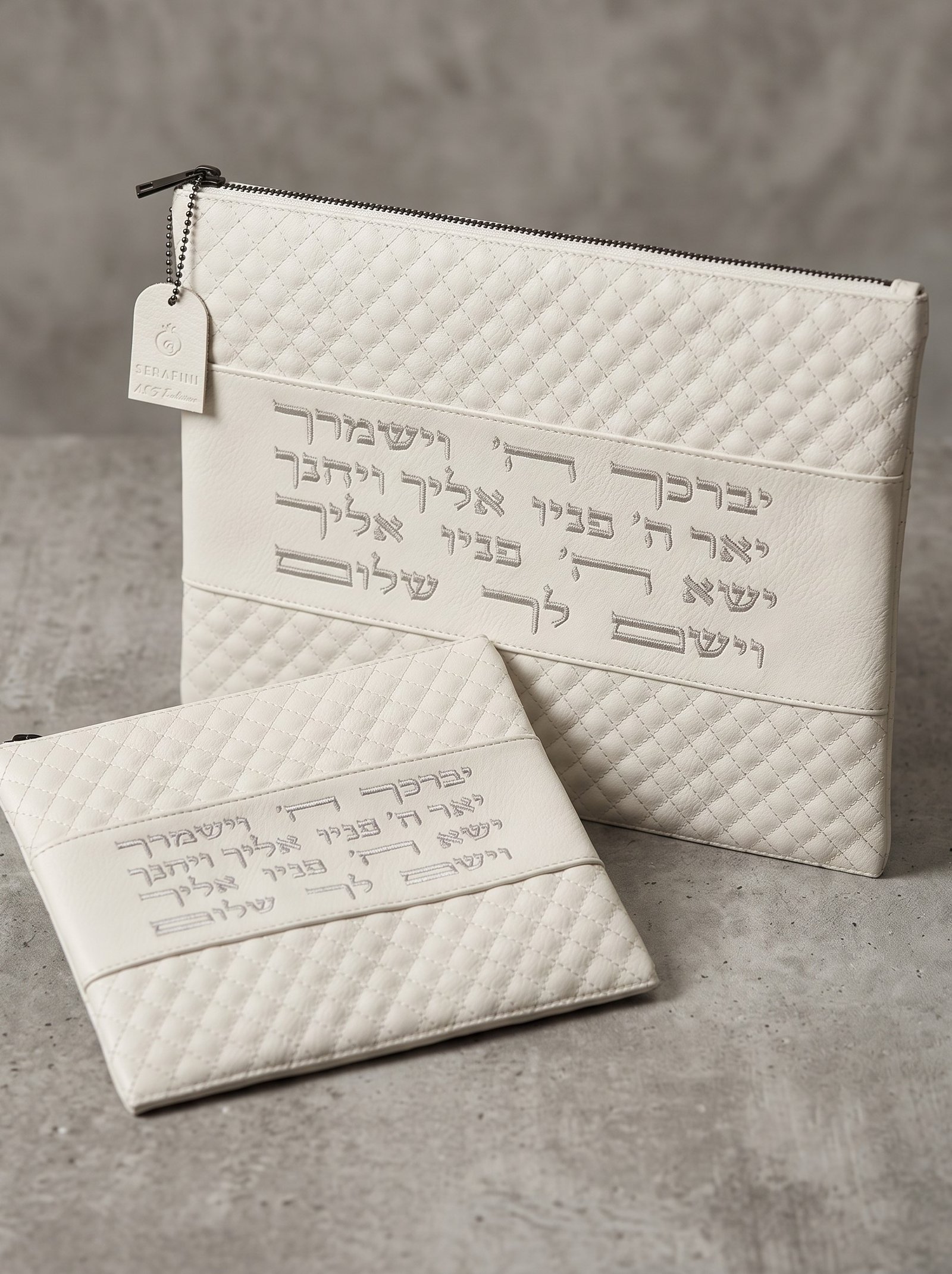 תיקי טלית תפילין לבן ברכת הכהנים