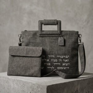 תיק טלית ותפילין פשתן אפור כהה