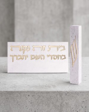 סט כניסה שלט מבטון ובית מזוזה מבטון